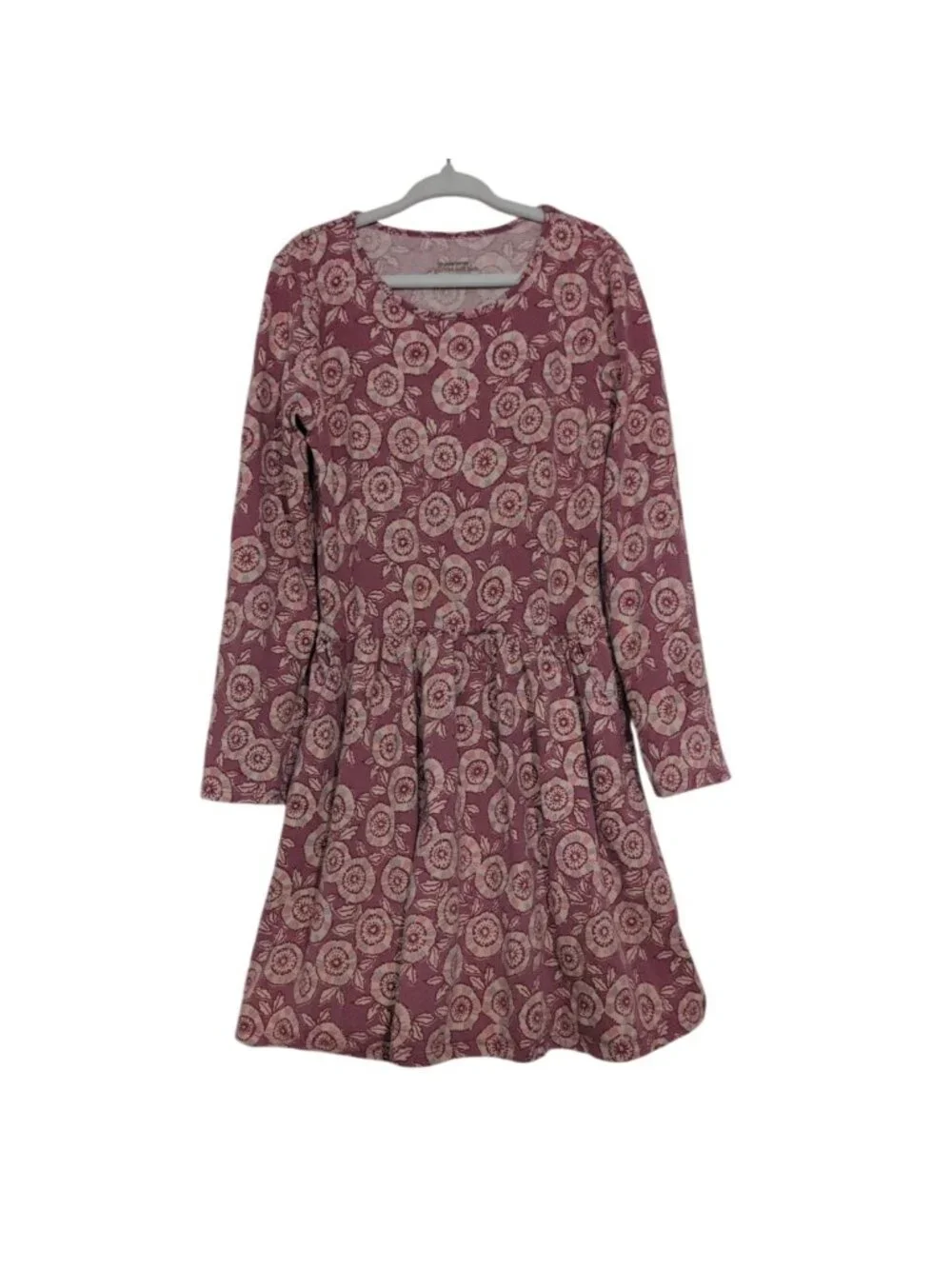 Garnet Hill Floral Dress Set of 2 Girls Size Medium Green Pink Organic Cotton
